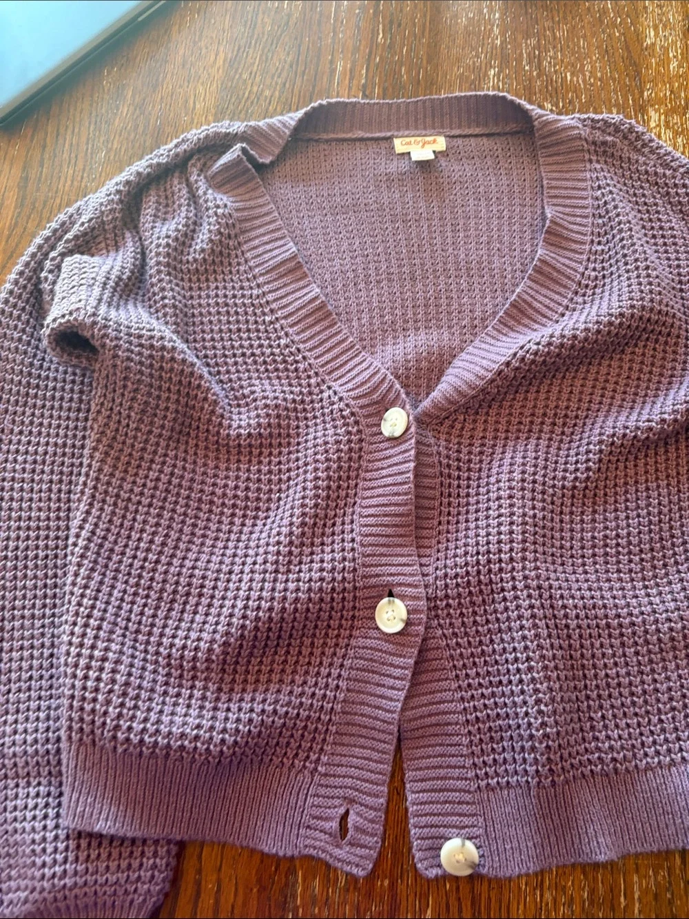Cat & Jack Mauve Knit Button-Front kids Cardigan Sweater